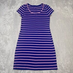 Lilly Pulitzer Women Striped Short Sleeve Dress Royal Blue Pink Cotton Blend XS